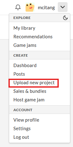Upload New Project button Upload New Project button