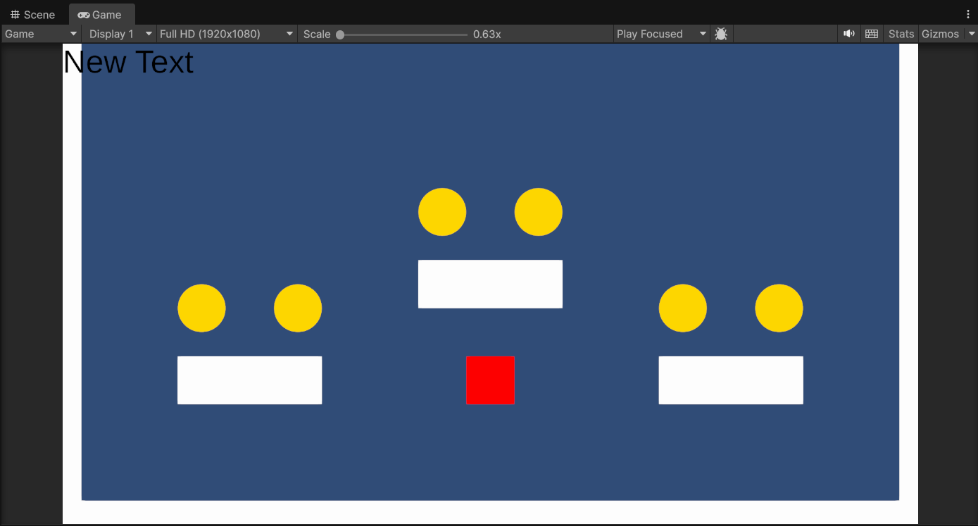 The game view with a text label in the top-left corner The game view with a text label in the top-left corner