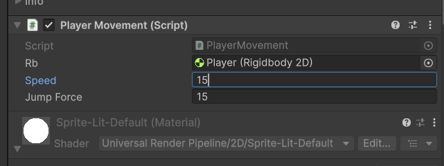 PlayerMovement public variables PlayerMovement public variables