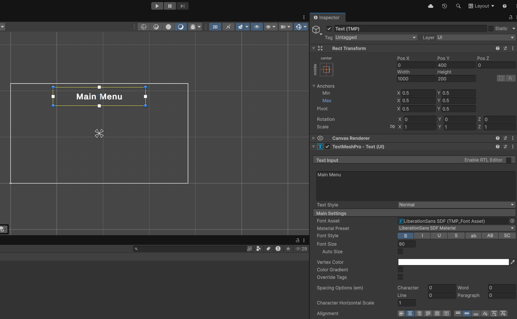 Main Menu label "Main Menu" Label