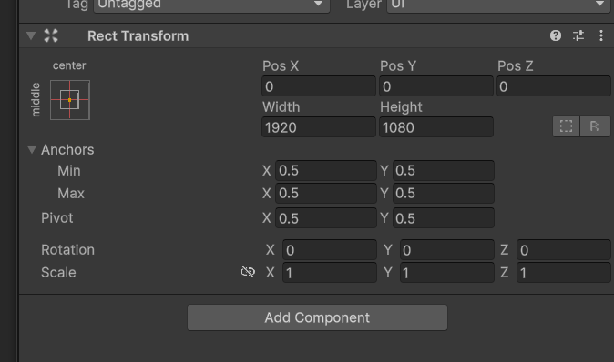 Rect Transform Component Rect Transform